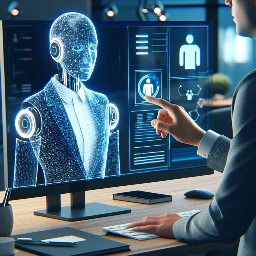 An image showing an AI receptionist assisting a customer on a computer screen