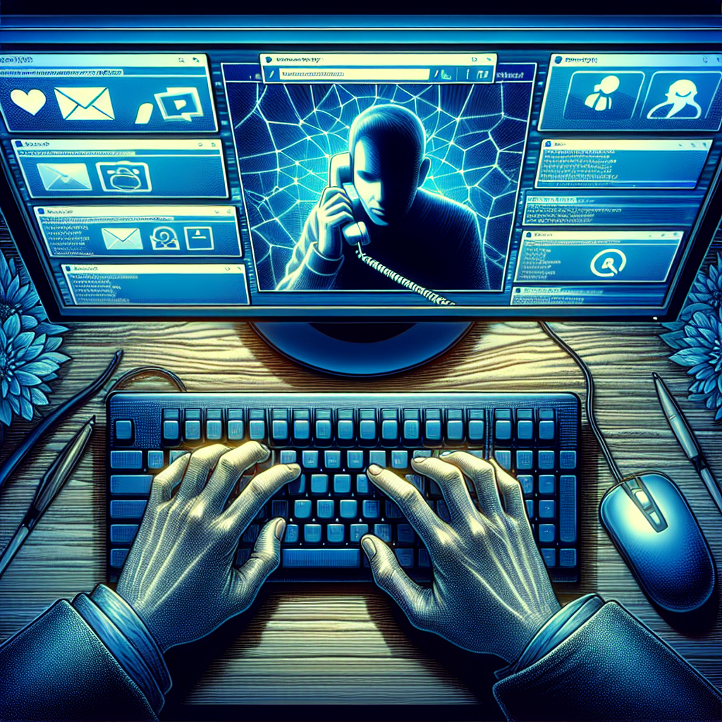 Person using a computer to make a phone call with various apps displayed on screen