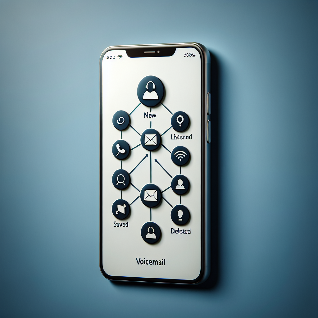 Image of a smartphone displaying an organized voicemail inbox.