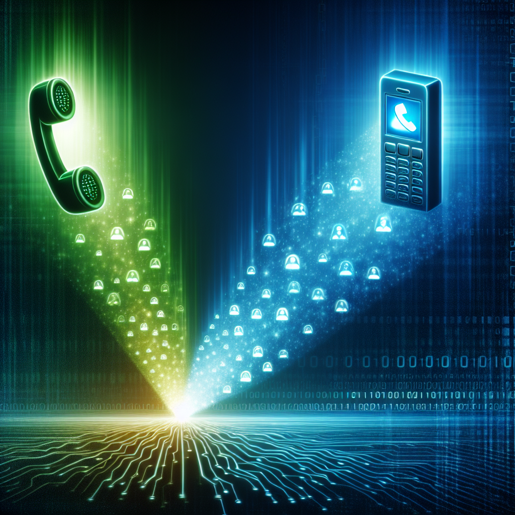 An infographic illustrating the call forwarding process between two cell phones.