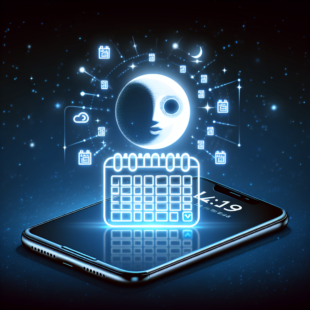 A creative illustration of a phone with a glowing calendar interface, depicting real-time appointment scheduling as part of an AI-driven solution.