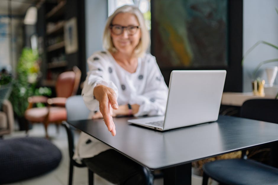 Dynamic interactions between a receptionist and clients, showcasing advanced technology in a welcoming office environment.