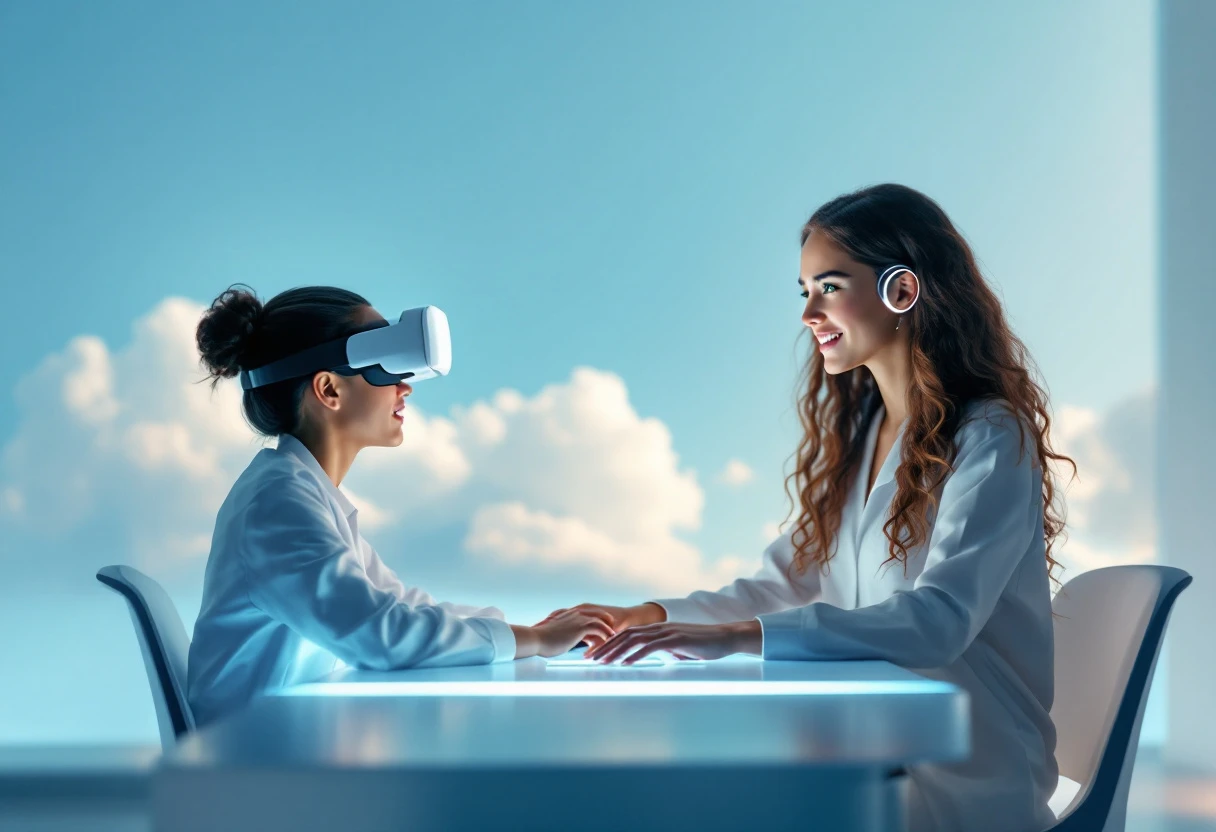 An AI receptionist seamlessly engaging with a patient through virtual communication.