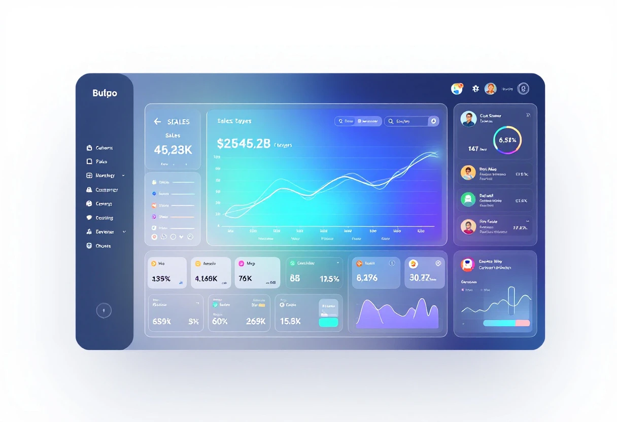 An illustrated dashboard showing real-time analytics and integrated applications enhancing sales performance.