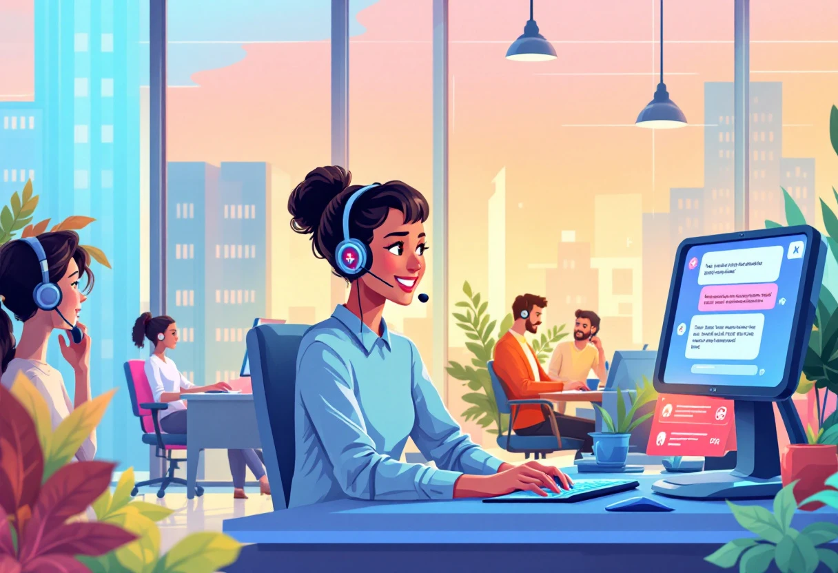 A creative graphic depicting a local business receiving calls from satisfied customers using both traditional and AI-powered methods.