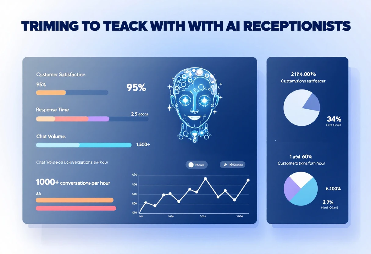An infographic illustrating the key performance metrics tracked by an AI receptionist, complete with sample data and visualizations.
