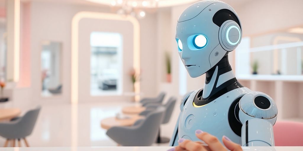 AI receptionist at modern nail salon.