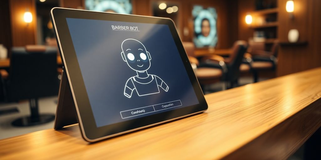 AI barber assistant on tablet