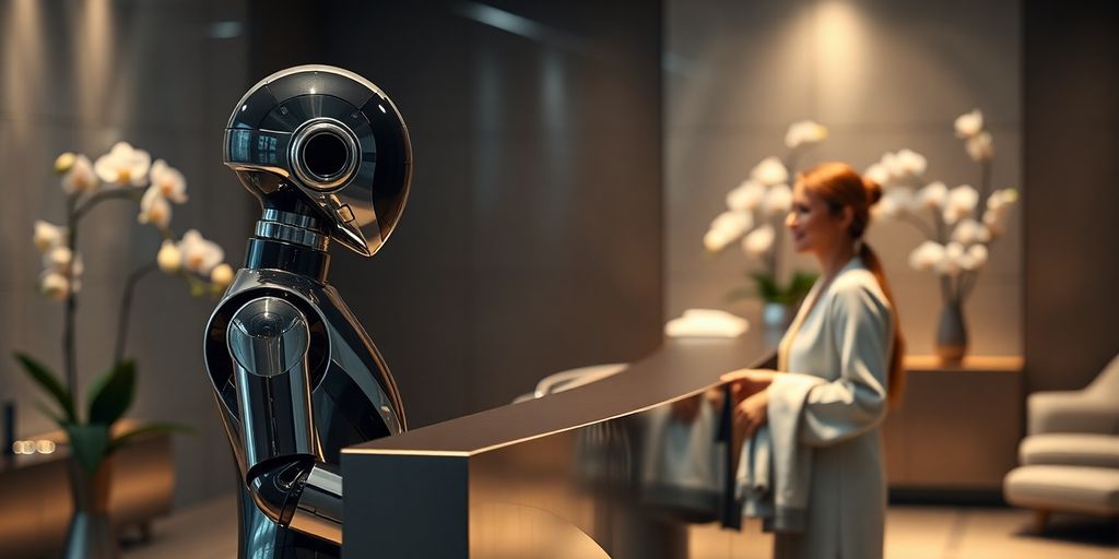 AI receptionist greeting spa client
