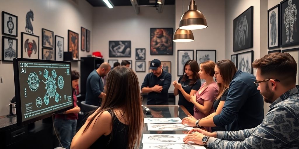 AI receptionist assisting tattoo studio clients