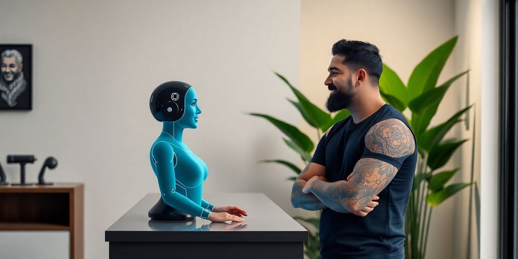 AI receptionist greeting tattoo client
