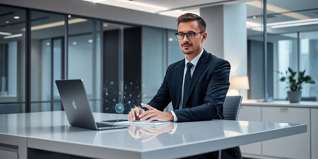 AI assisting lawyer at desk