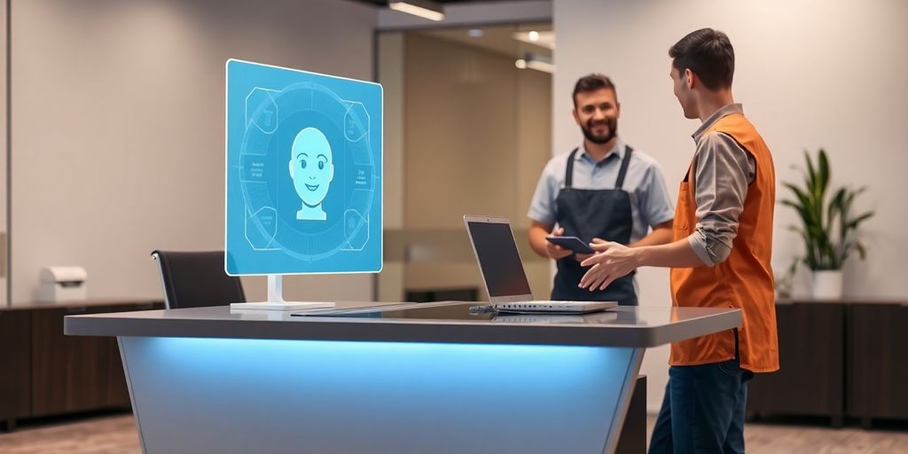 AI receptionist helping carpet cleaner.