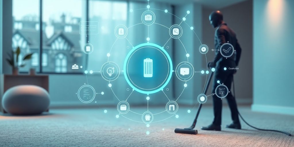 AI bot assisting carpet cleaner with customer calls.