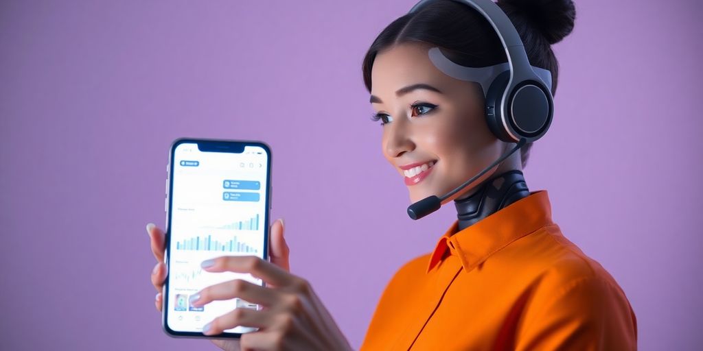 AI assistant headset and smartphone for business.