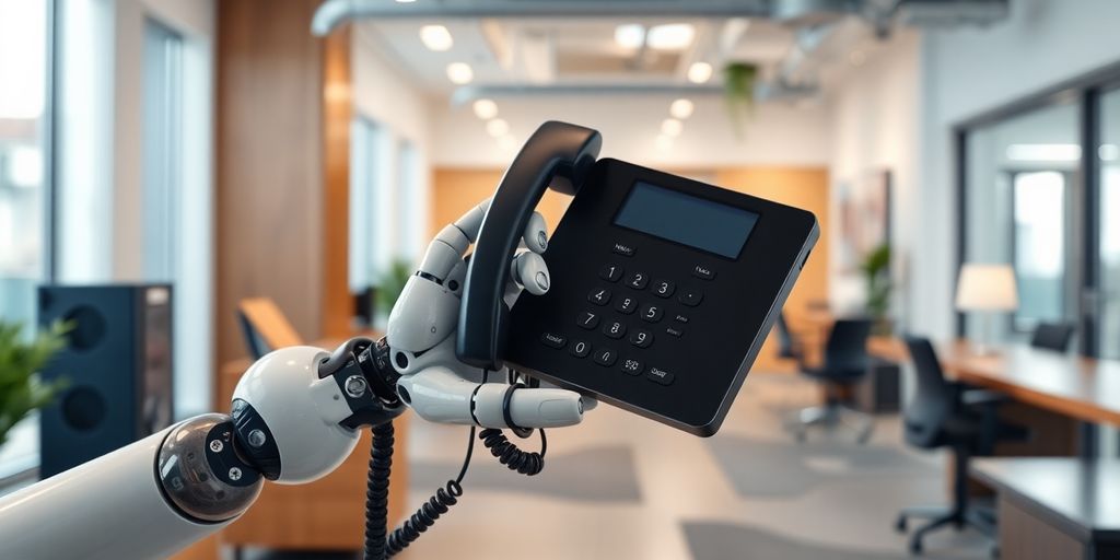 AI robot answering a phone for a locksmith.