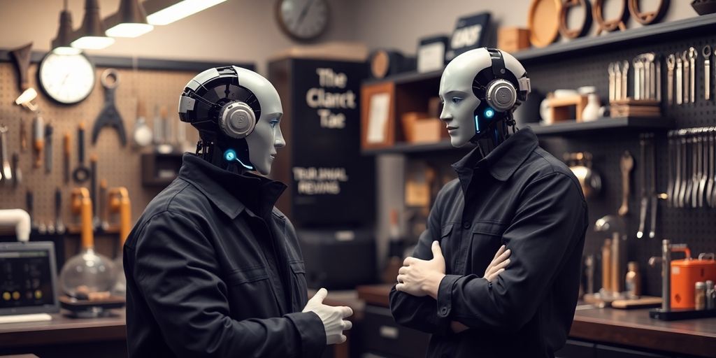 AI robot assisting a locksmith.