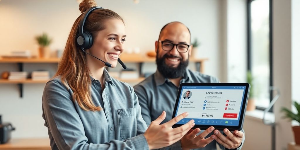 AI assisting plumber with scheduling appointments.