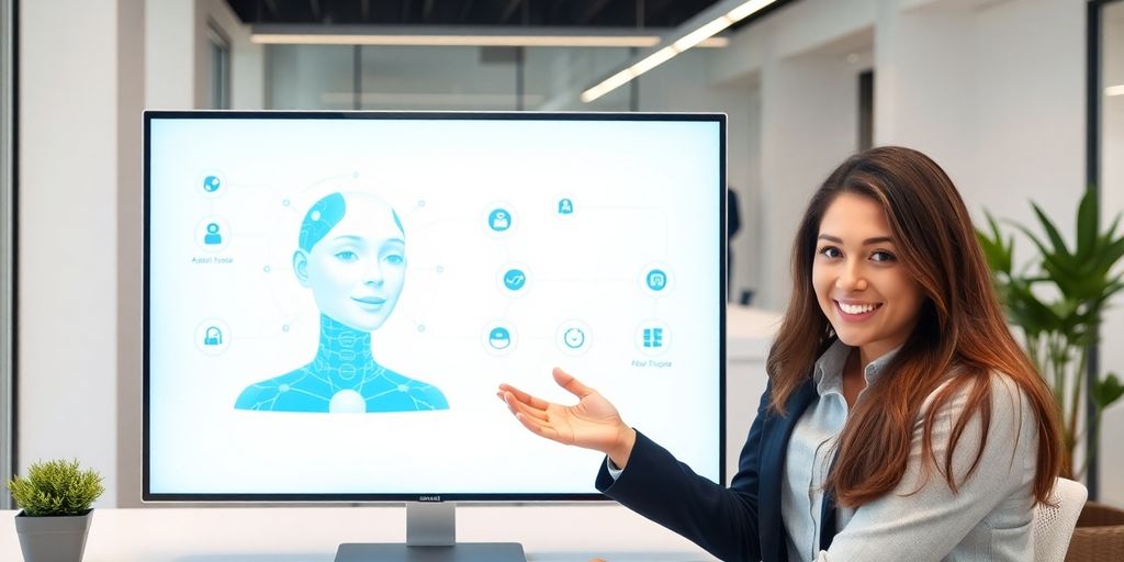 AI receptionist assisting a plumber with a smartphone.