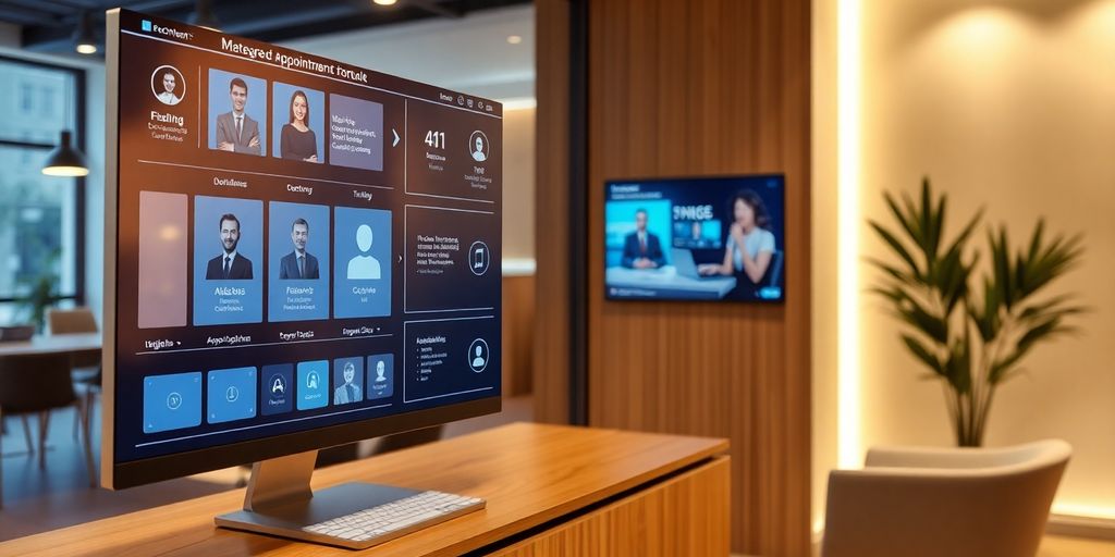 AI receptionist interface interacting with client.
