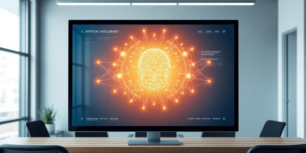 AI receptionist interface with a friendly digital assistant avatar.