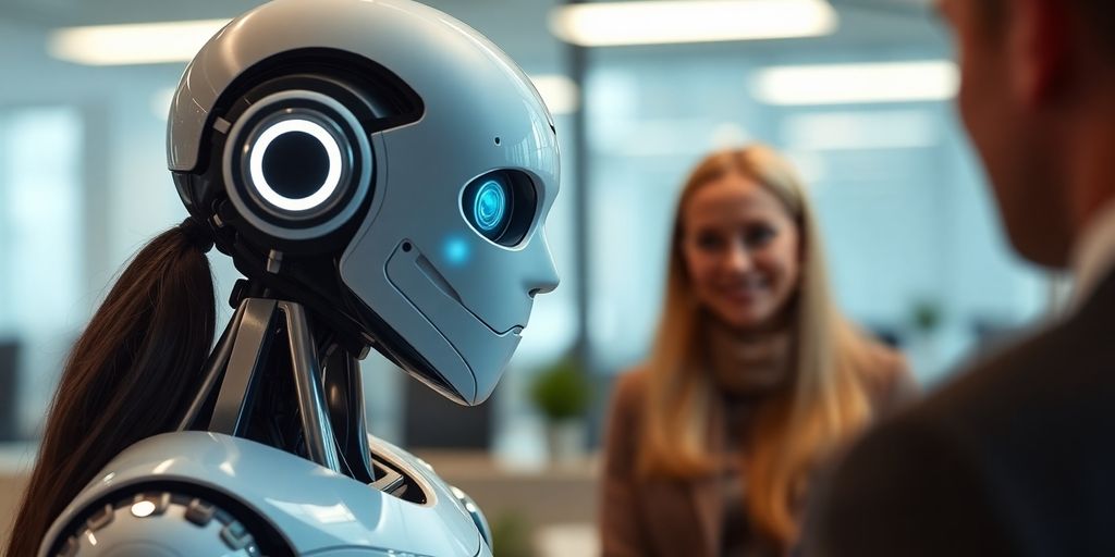AI robot interacting with client services.