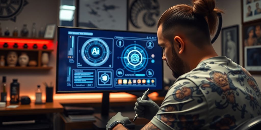 AI receptionist assisting a tattoo artist