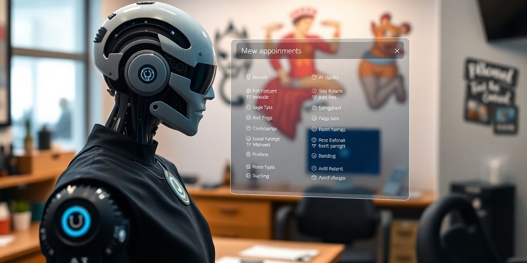 AI receptionist interacting with tattoo studio clients.