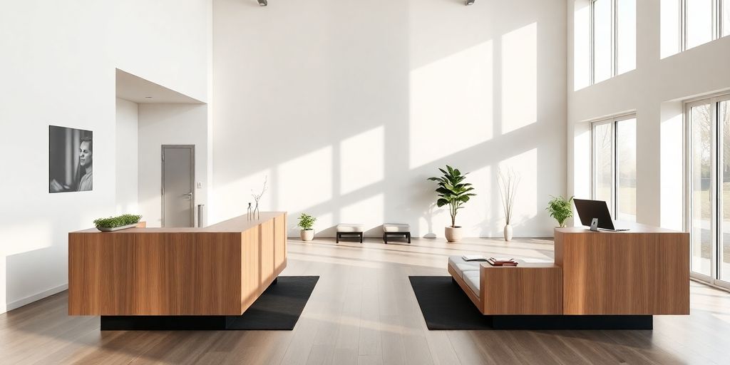 Pilates studio front desk with AI interface