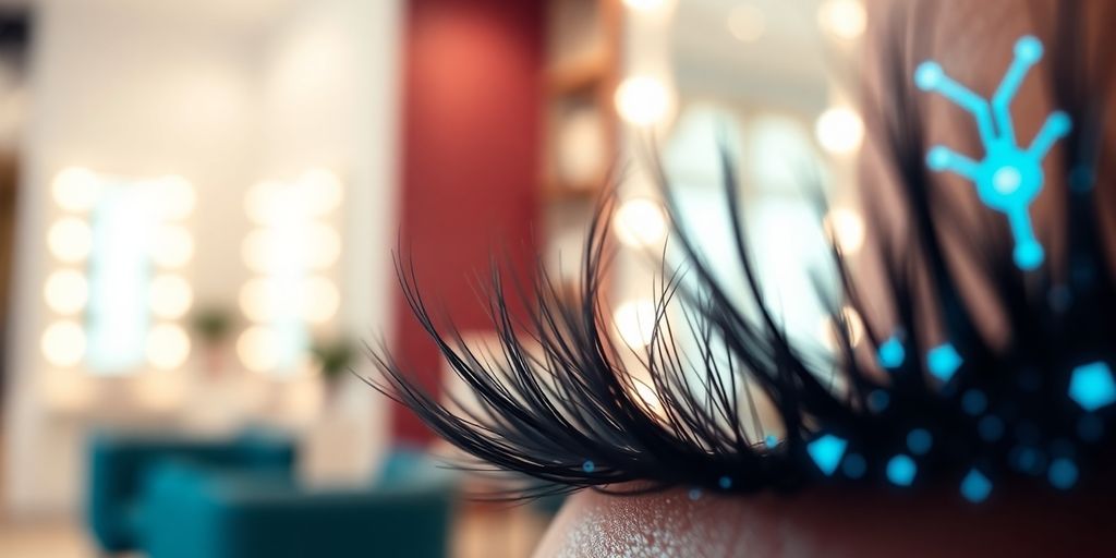 Lashes, AI bot, and beauty salon.