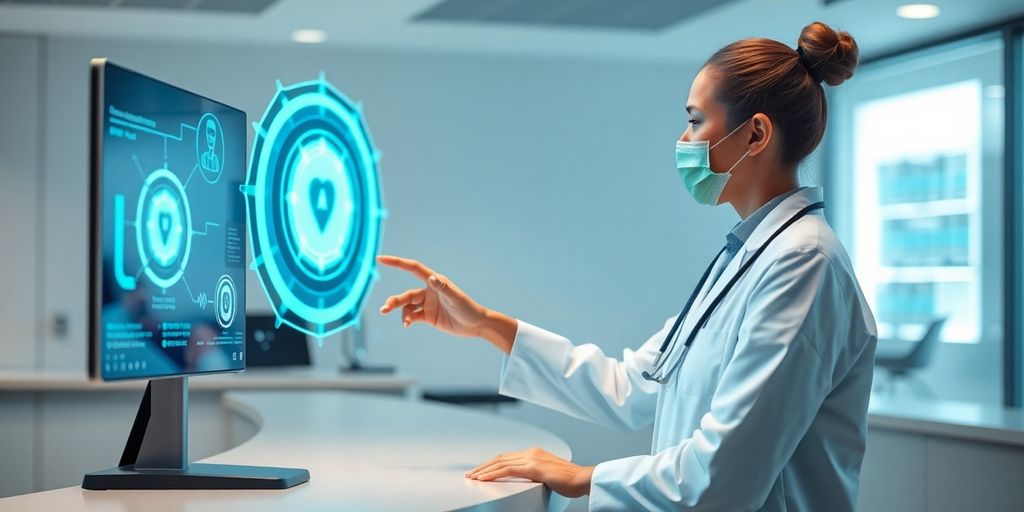 Massage therapist with AI receptionist interface.