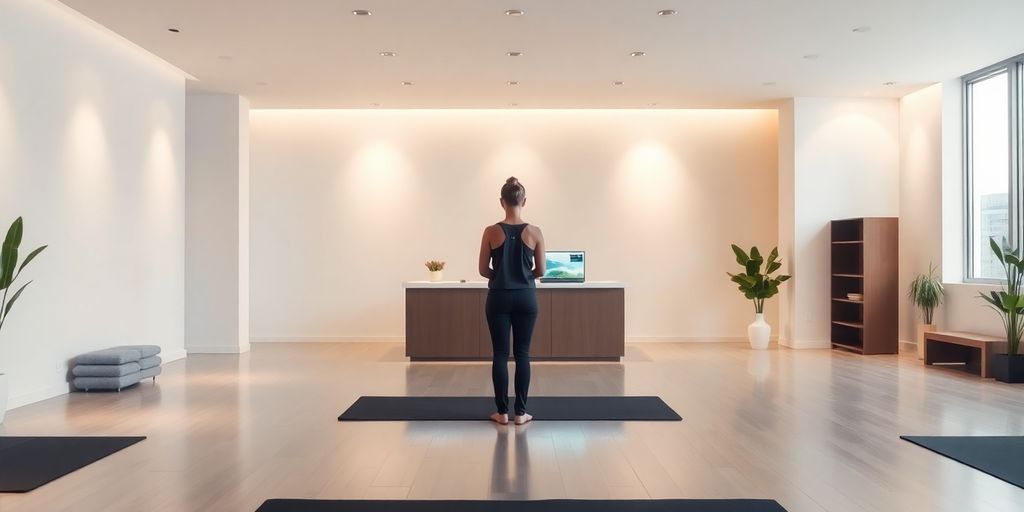 Yoga studio reception with AI.