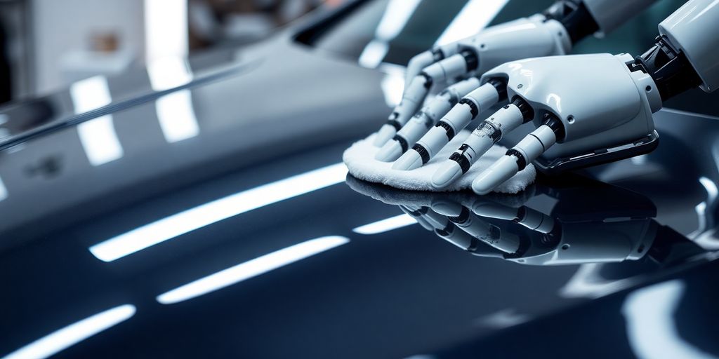 Carwash attendant interacting with AI assistant.