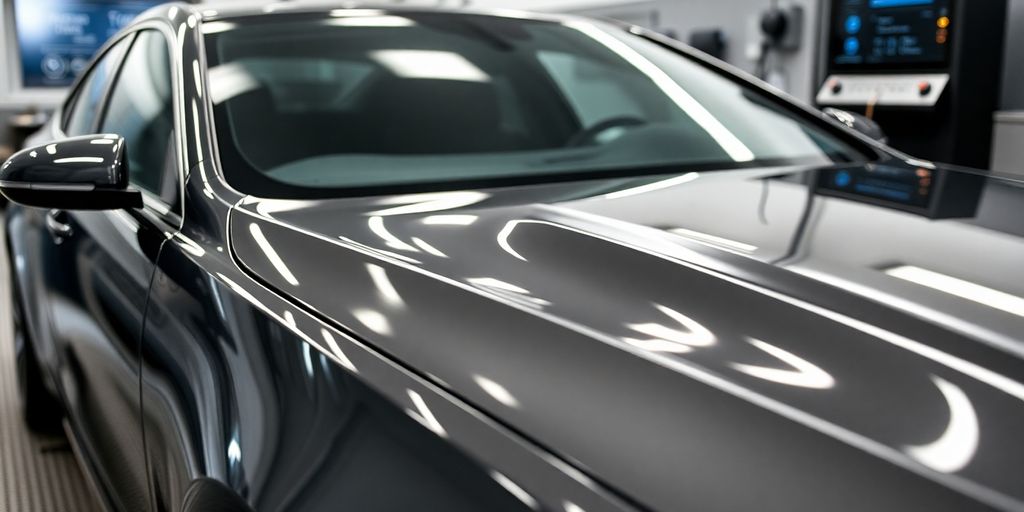 Car receiving AI assistance at an auto detailing shop.