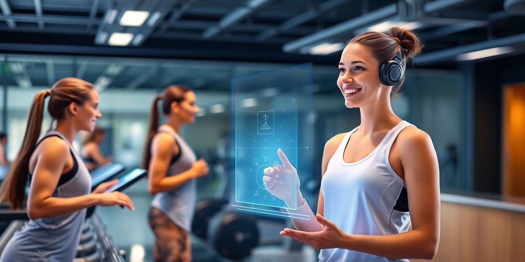 AI receptionist interacting with gym members.