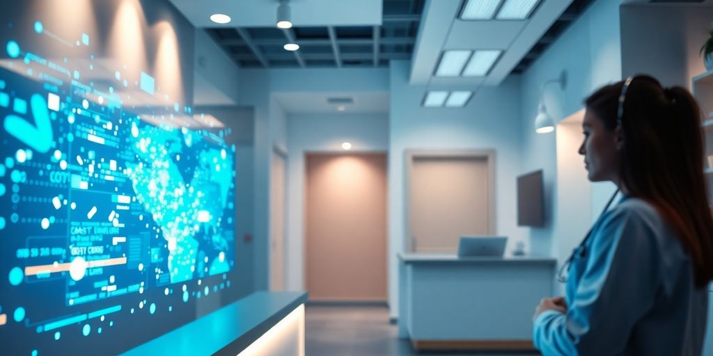 Veterinarian using AI interface.