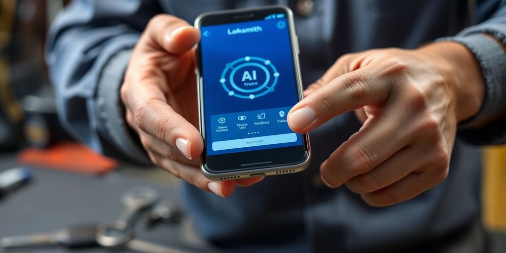 Locksmith using smartphone with AI interface.