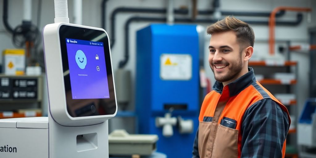 AI receptionist interacting with HVAC technician.