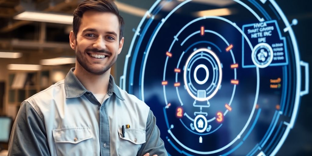 HVAC technician with AI interface