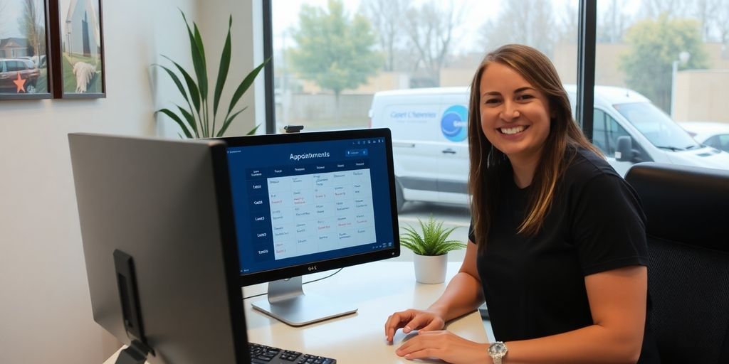 AI receptionist booking carpet cleaning.