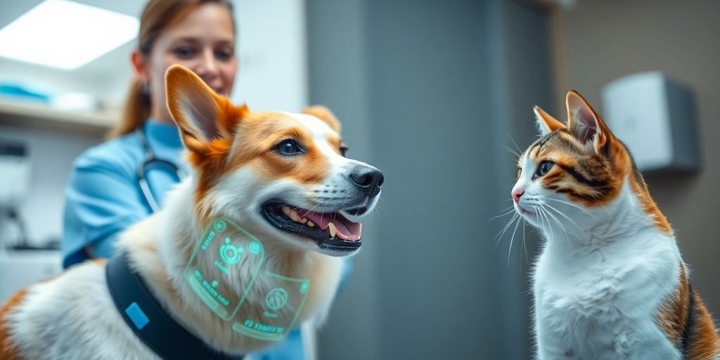 AI receptionist helping pets and owners.