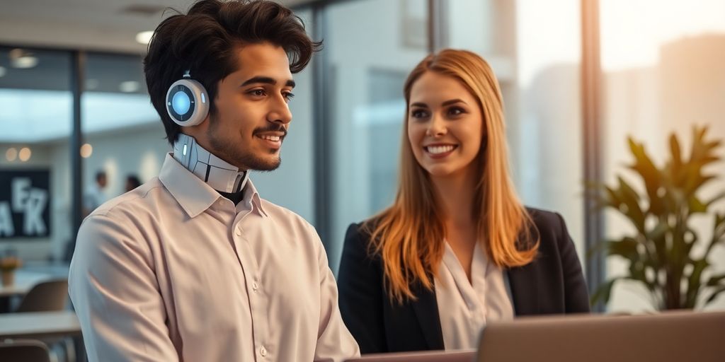 AI receptionist interacting with property management elements.