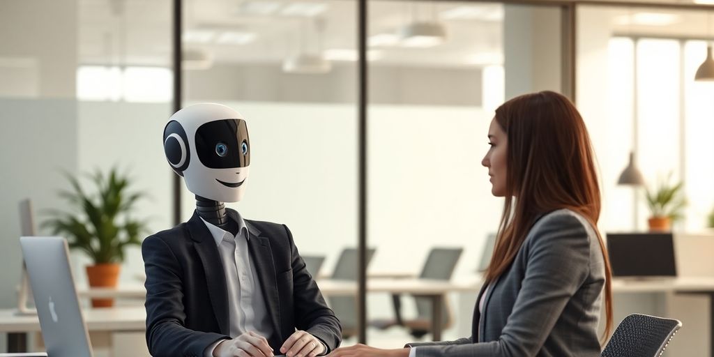 AI receptionist helping tax preparer with documents.