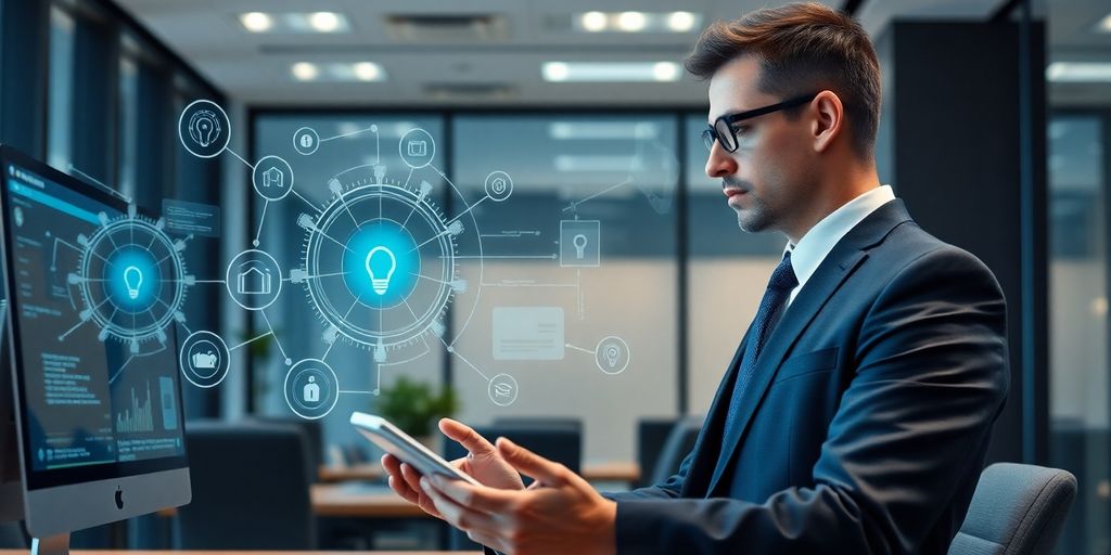 Lawyer using AI receptionist technology.