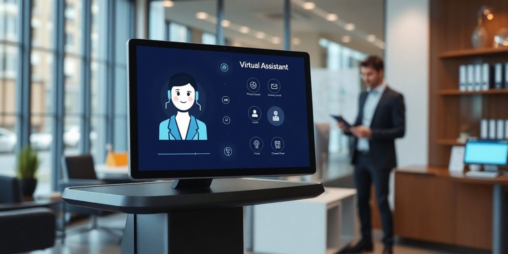 AI receptionist assisting family lawyer with documents.