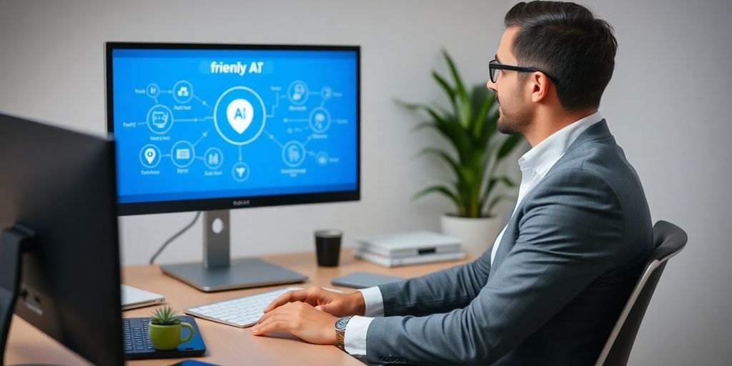 Accountant with AI receptionist interface.