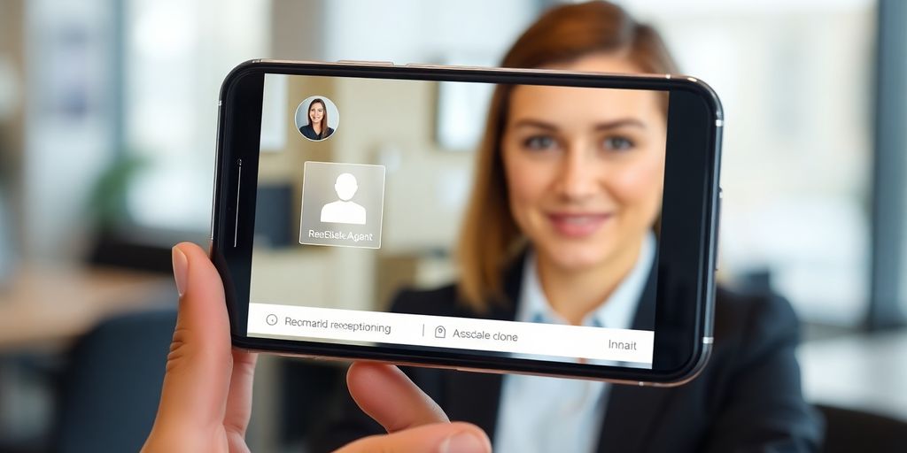 Real estate agent with AI receptionist interface.