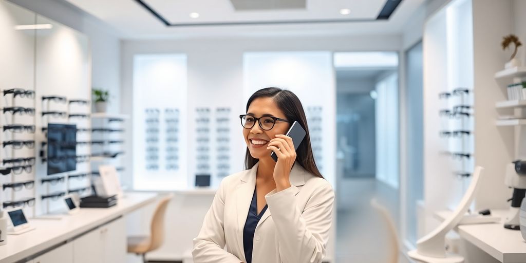Optometrist using AI phone service for patient calls.