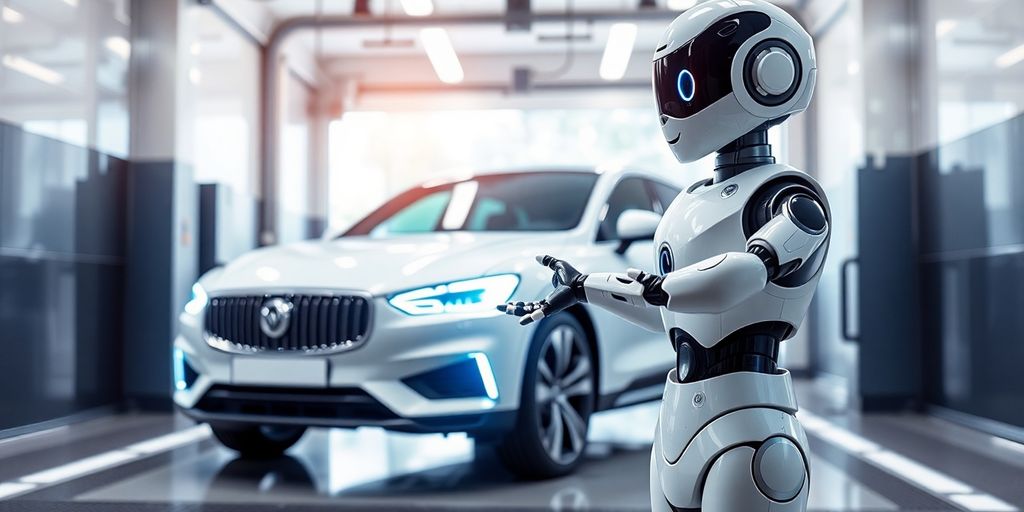 AI robot interacting with a car.