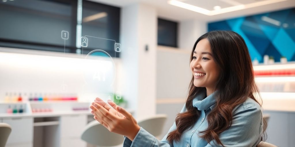 AI receptionist helping a nail salon client.